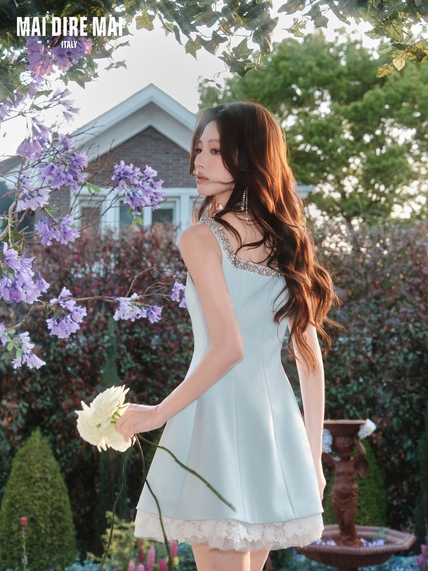 MAI DIRE MAI Blue Lace Mini Dress