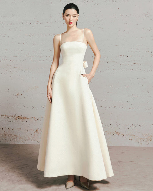 LANE JT Elegant Minimalist White Lulaby Maxi Dress