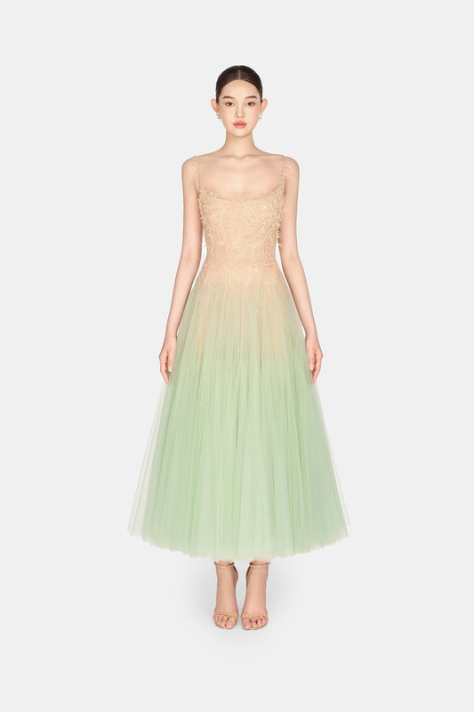 MONTSAND Mint Ombre Lace Midi Dress