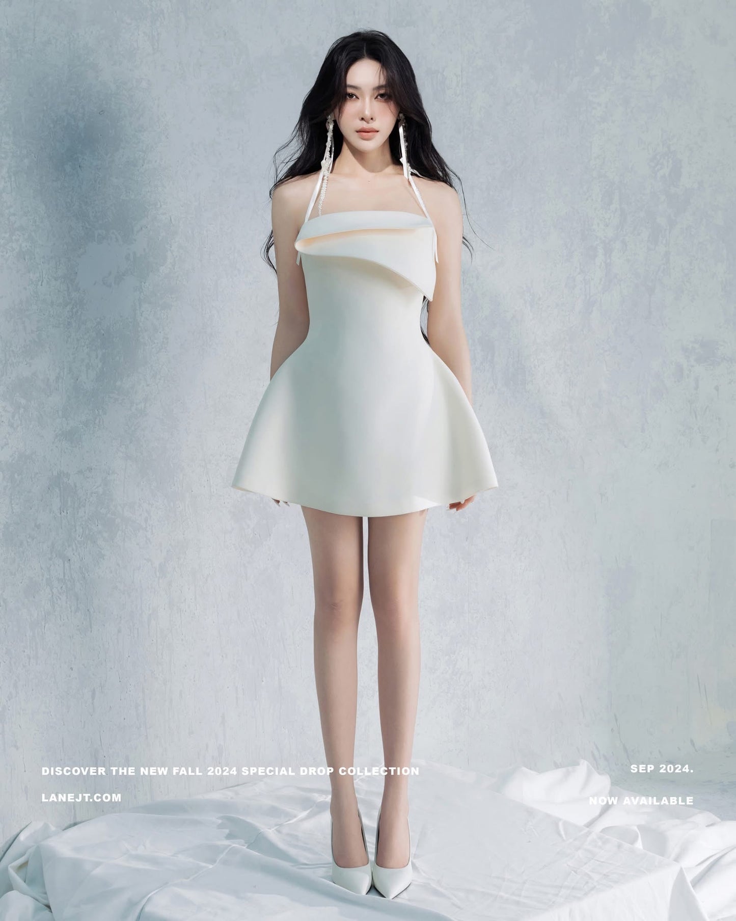 LANE JT White Evie Origami Mini Dress