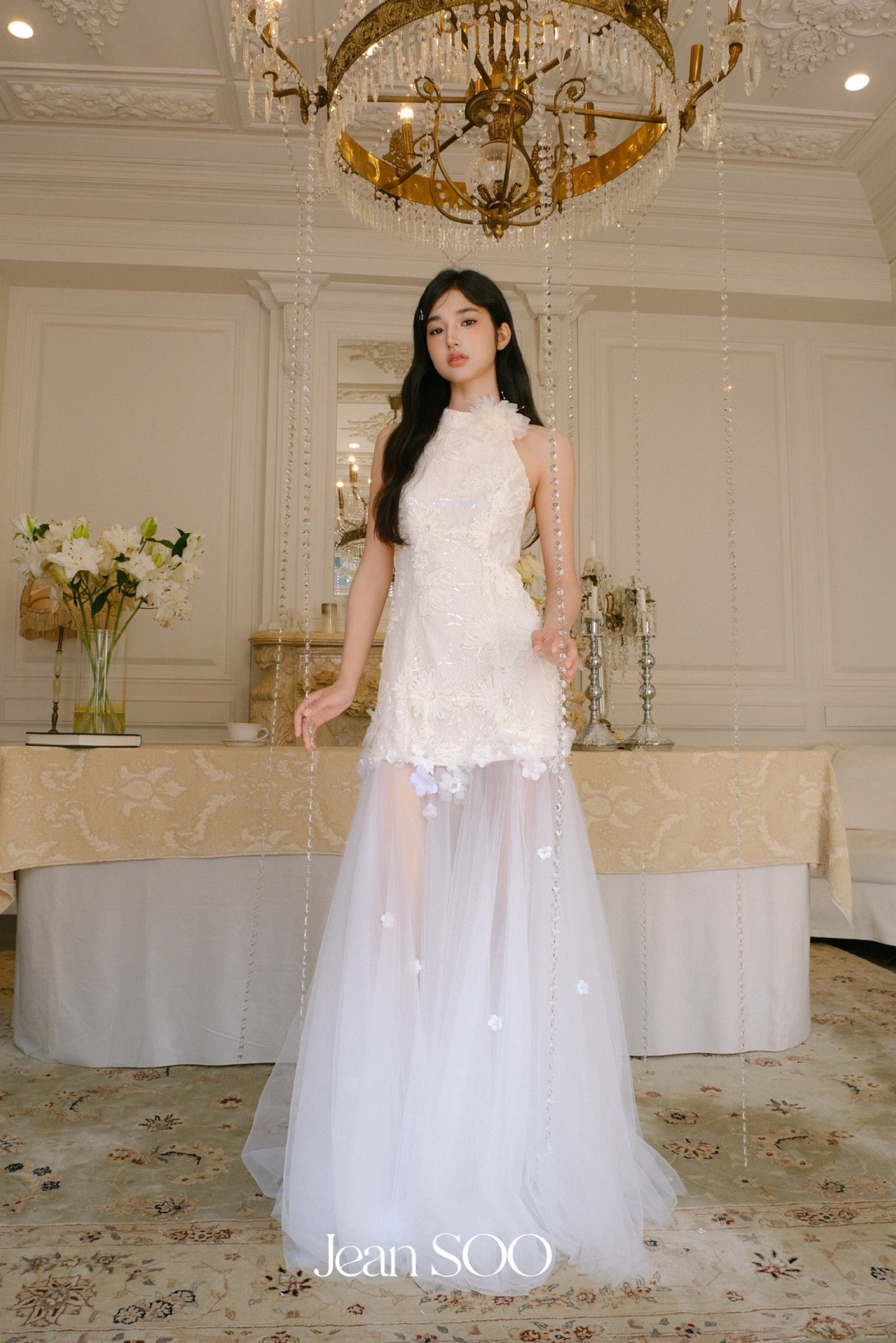 JEAN SOO White Lace Maxi Dress