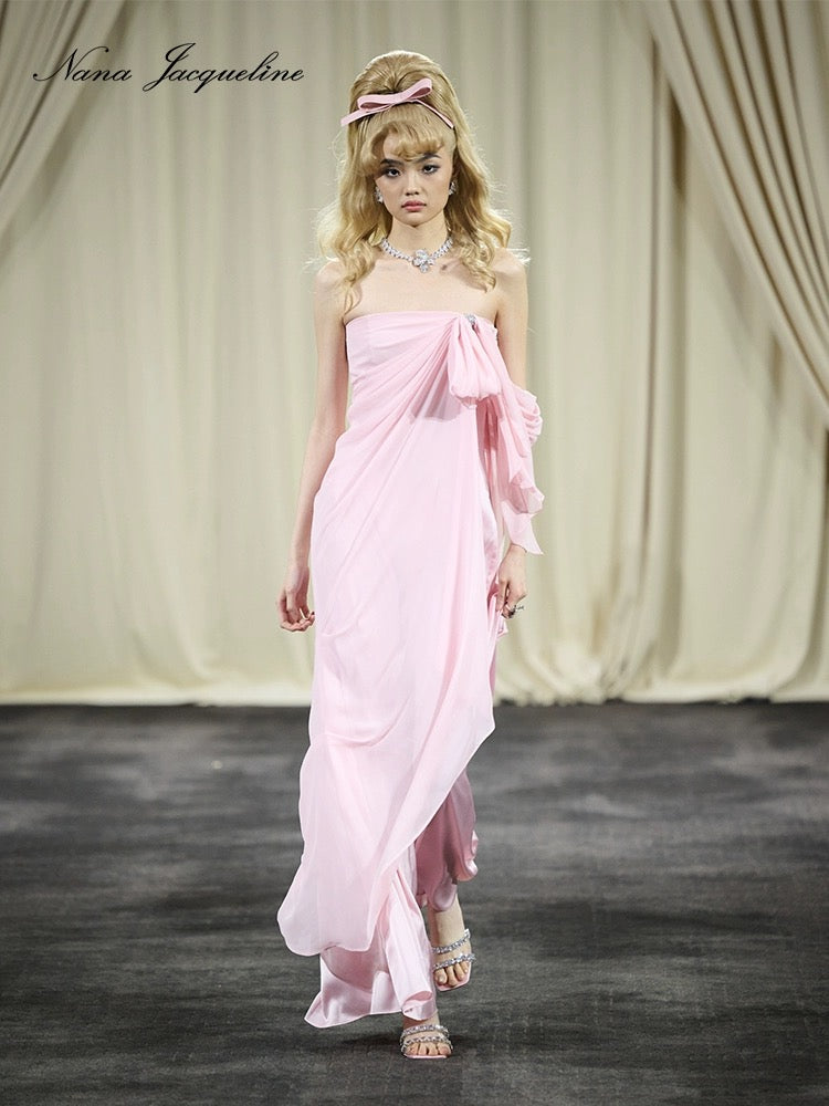 Nana Jacqueline pink strapless maxi dress