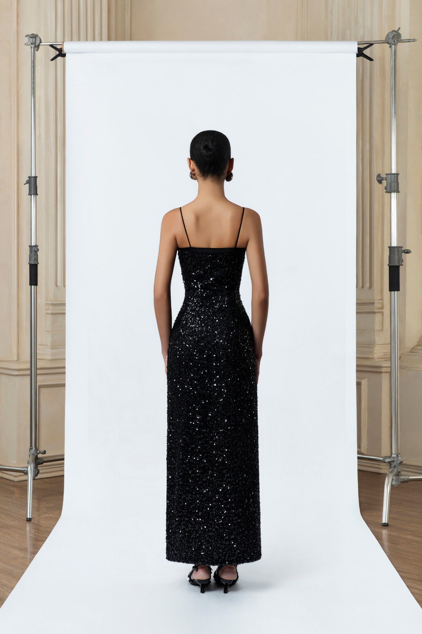 DETHEIA Elegant Minimalist Black Lysandra Maxi Dress