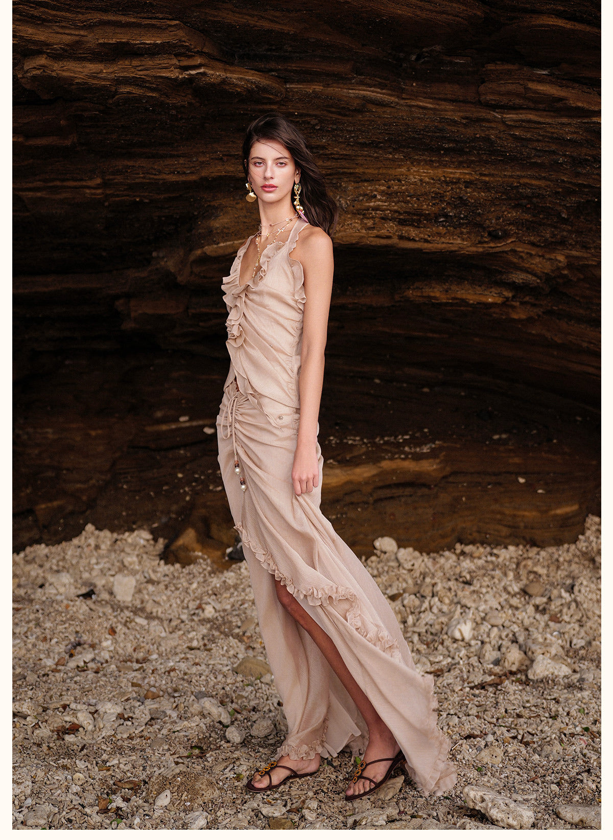 SHEERLUCK Vacation Fairycore Nude Florin Top & Skirt