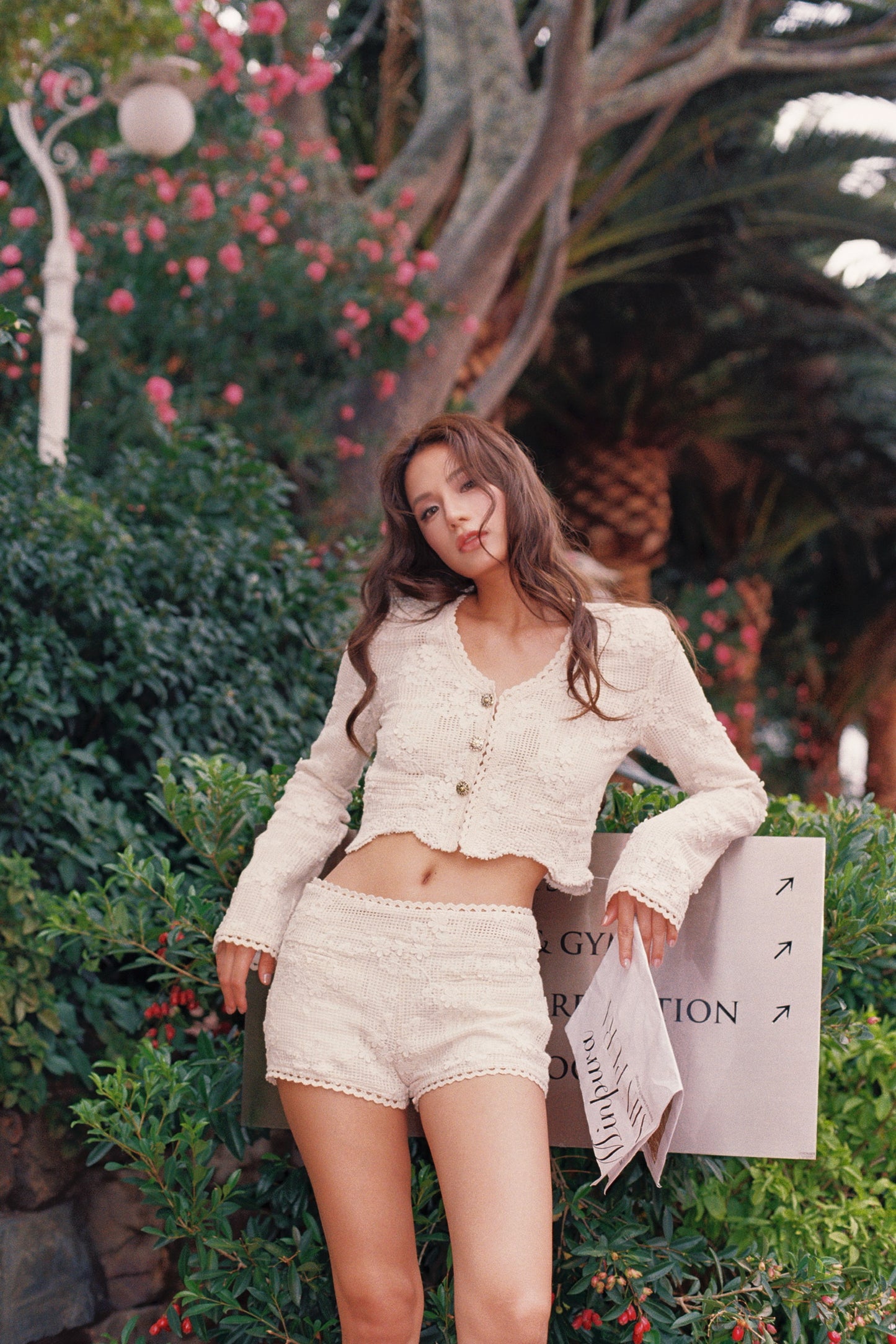 MIN PURA Cream Vacation Sweet Amani Top & Shorts Set