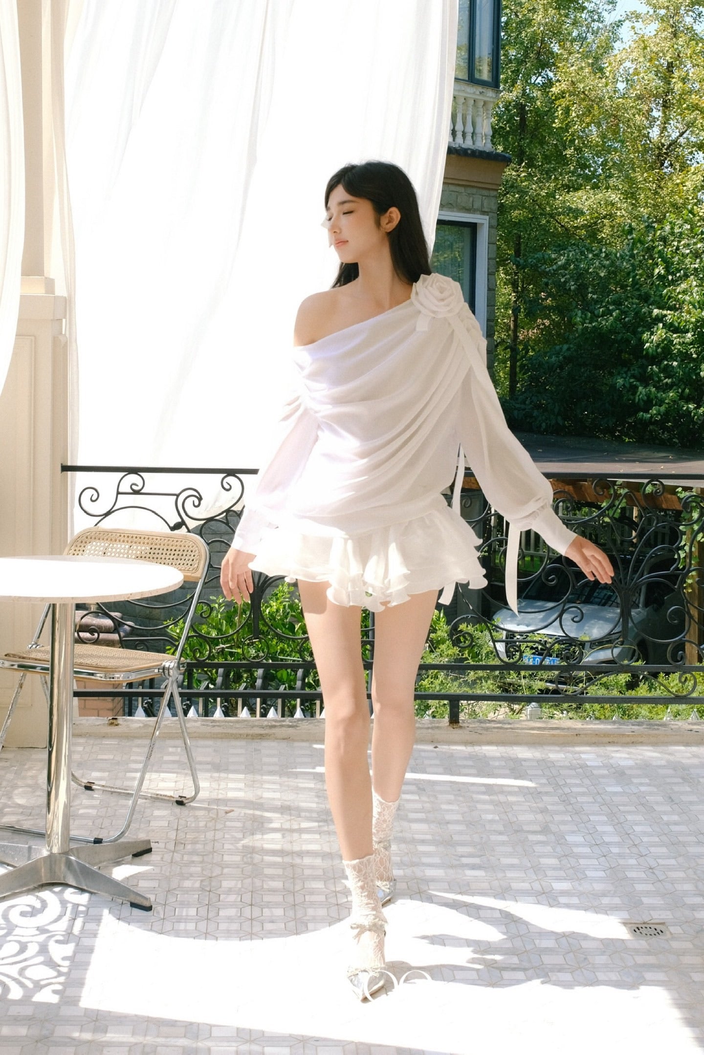 JEAN SOO Sweet Vacation White Rose Top & Skirt
