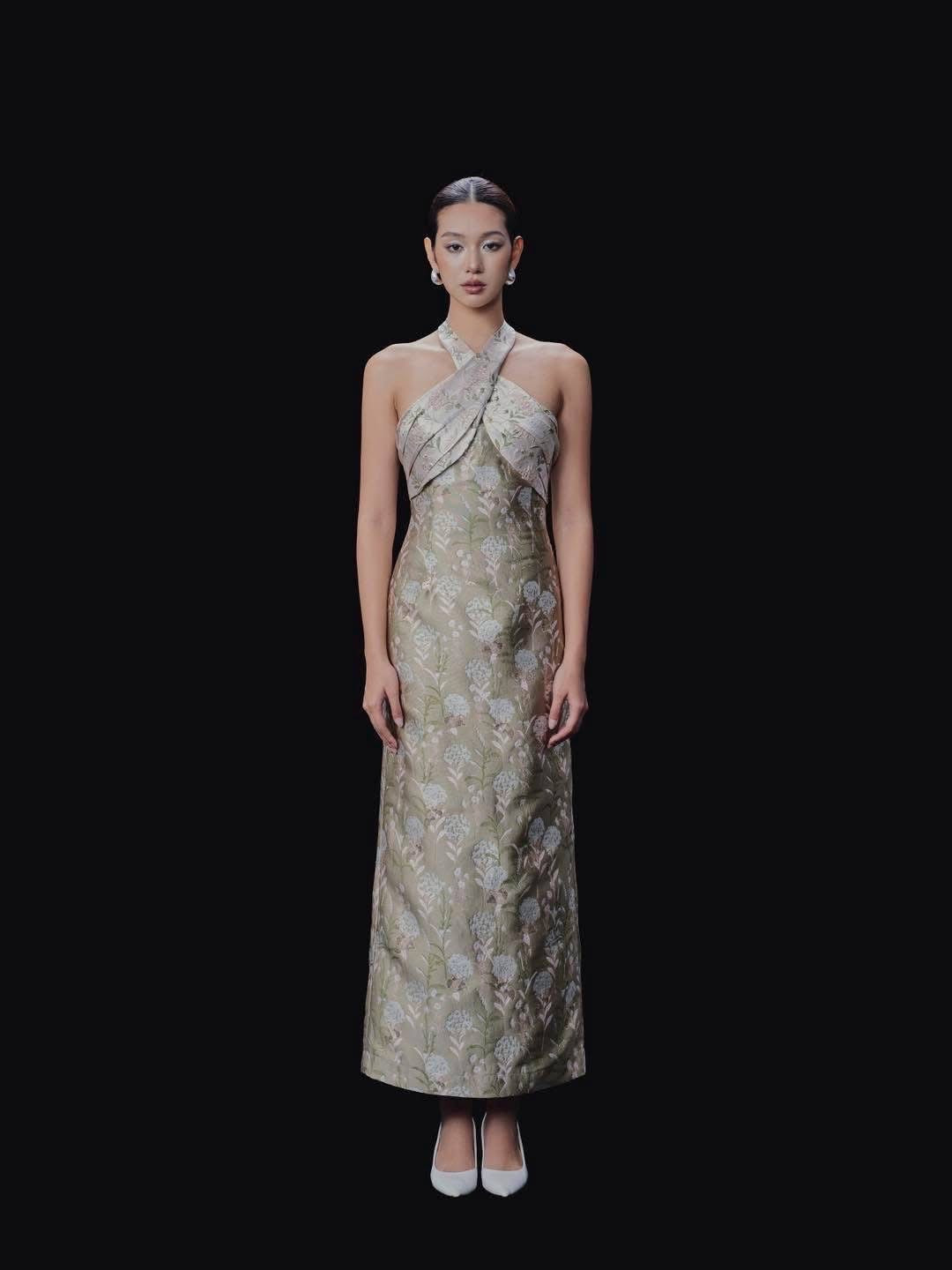 OIA STUDIOS Green Floral Formal Mei Maxi Dress
