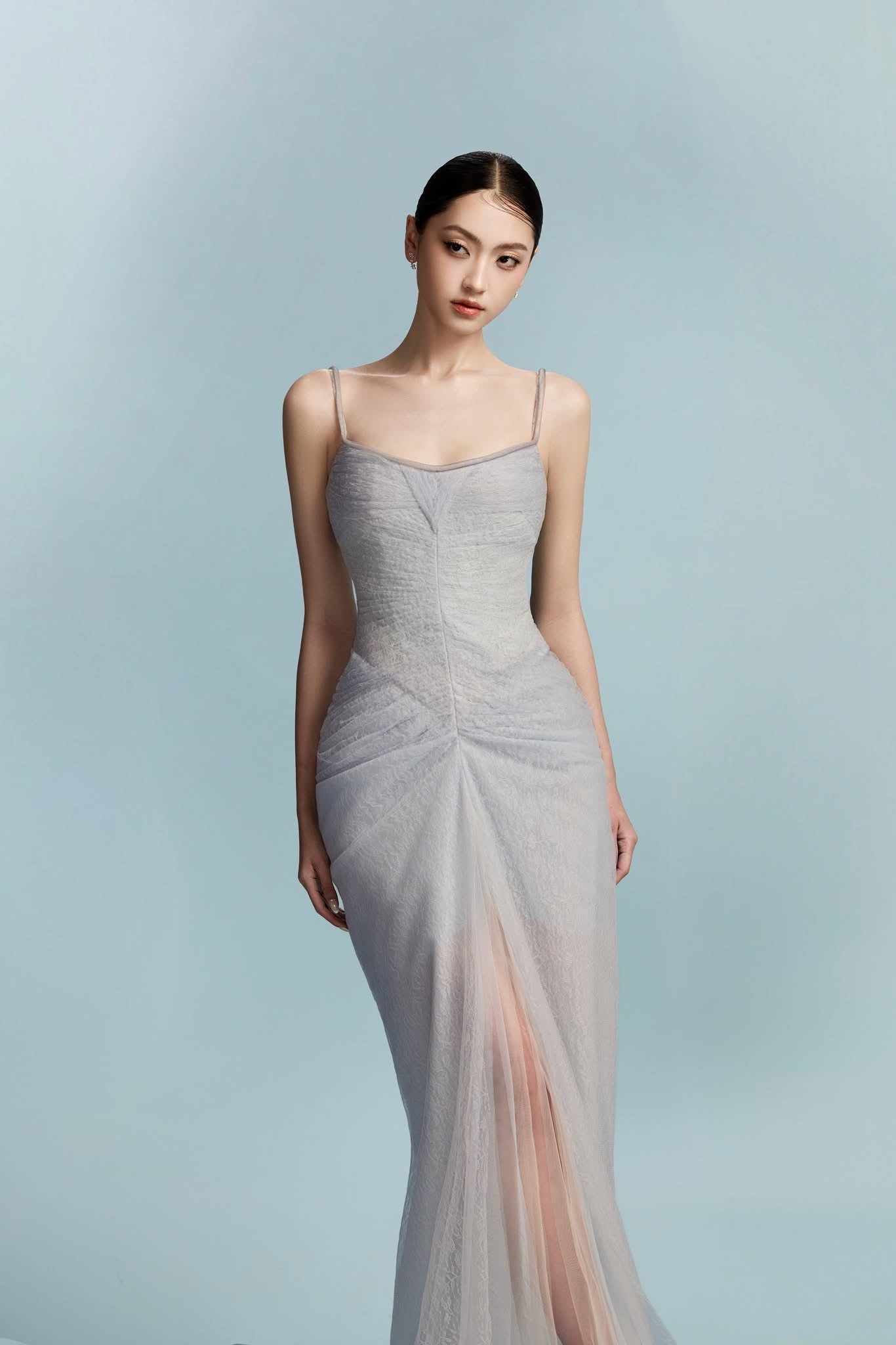 BYDI Elegant Minimalist Blue Demi Maxi Dress