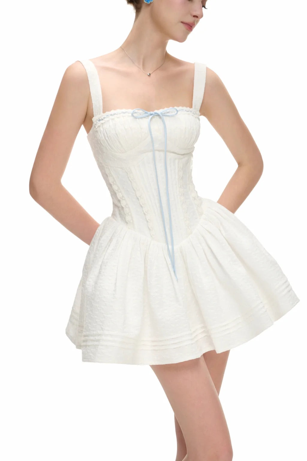 JUBIN White Lilith Mini Dress