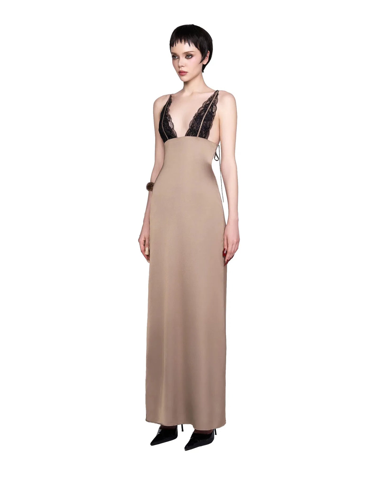 LSOUL BLACK& NUDE GAGA MAXI DRESS