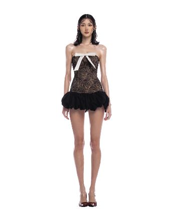 HUELLEY ROSE Black & White Mini dress