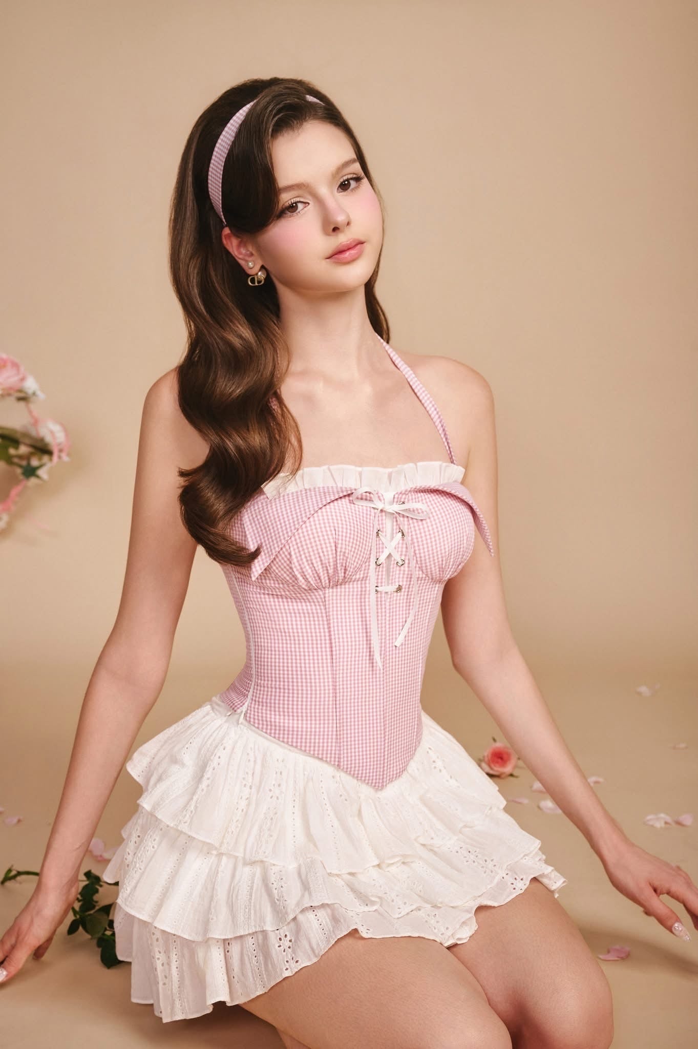 SISSY NATION Sweet Elegant Fairycore Pink French Lover Corset Top & My Dear Skirt