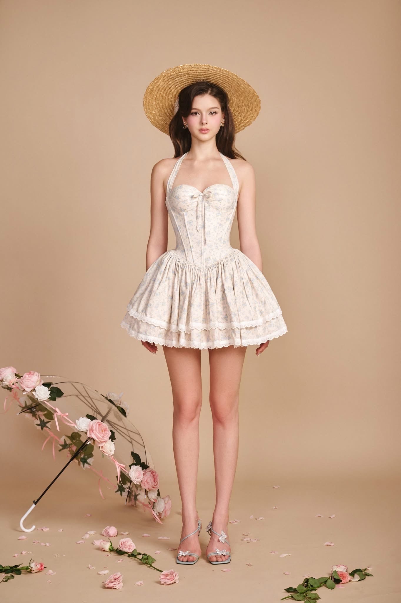 SISSY NATION Sweet Elegant Fairycore White Gabrielle Corset Mini Dress