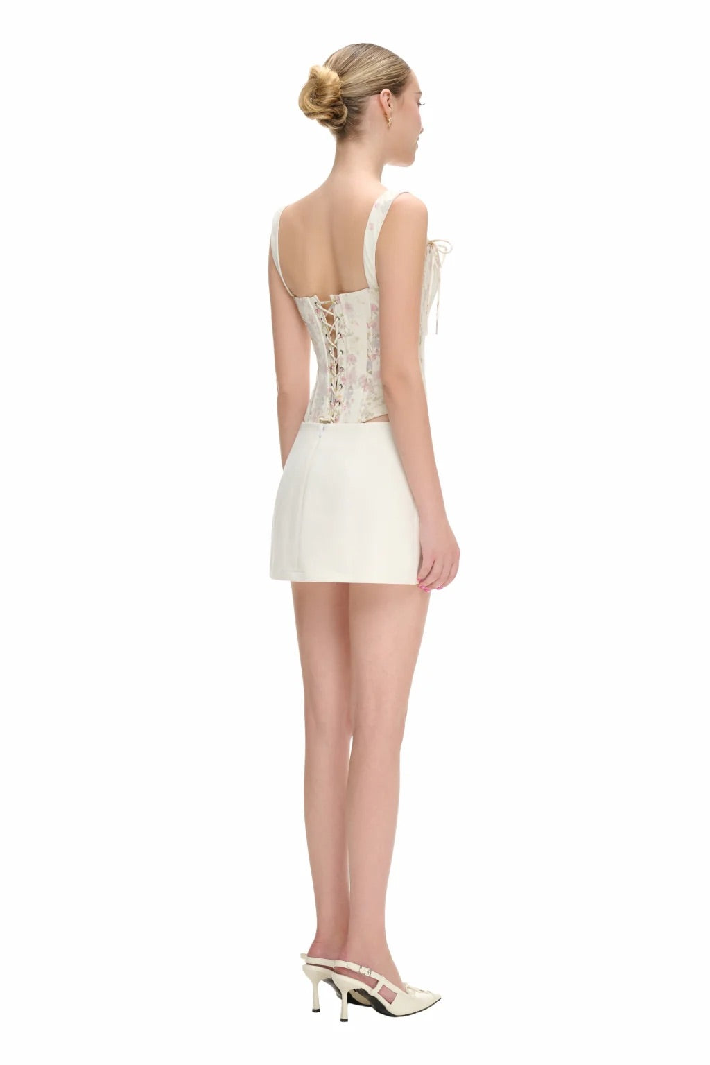 JUBIN White Floral Top & Nayvie Skirt
