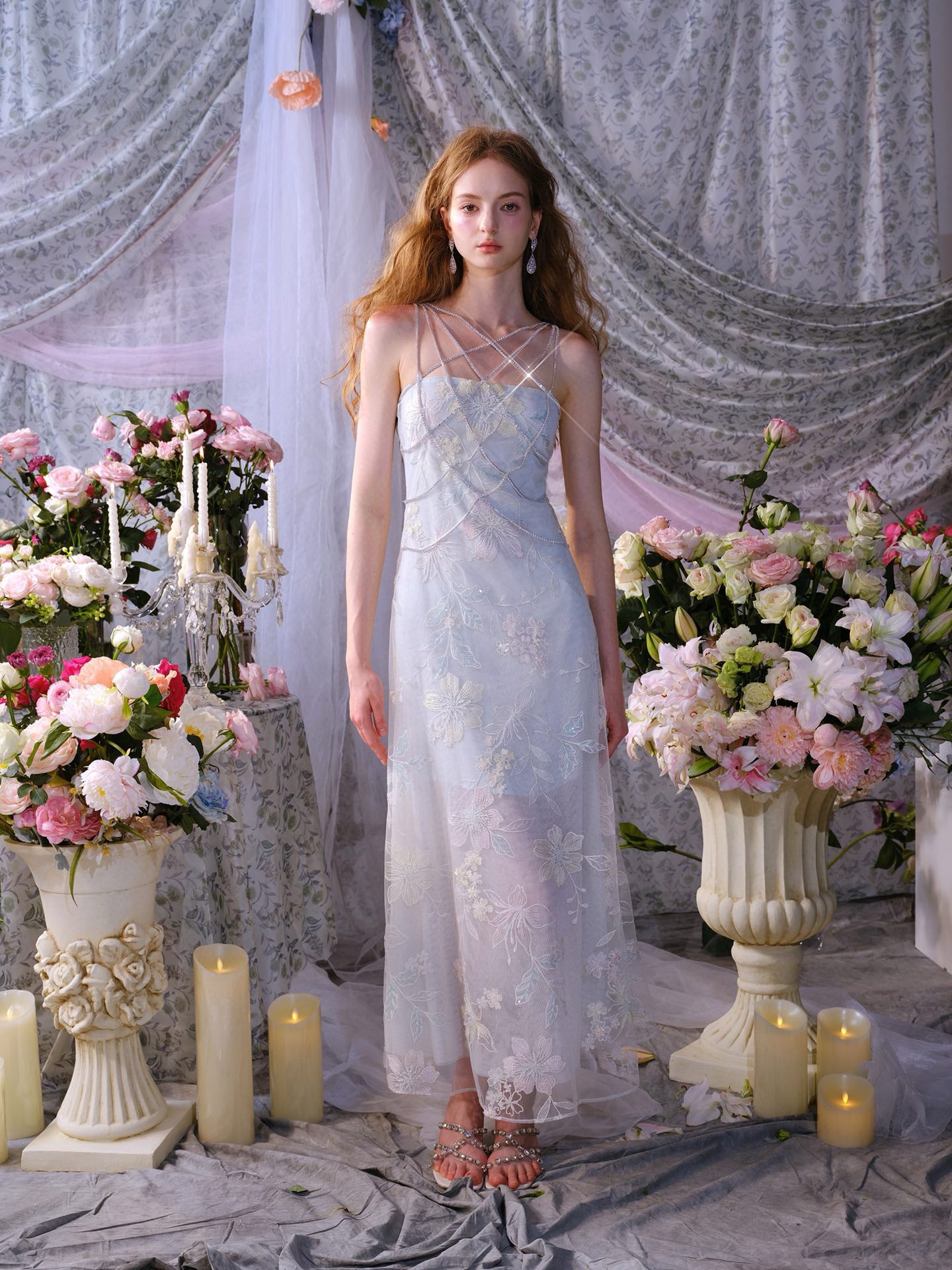 WARDROBE BY CHEN Blue wedding maxi dress