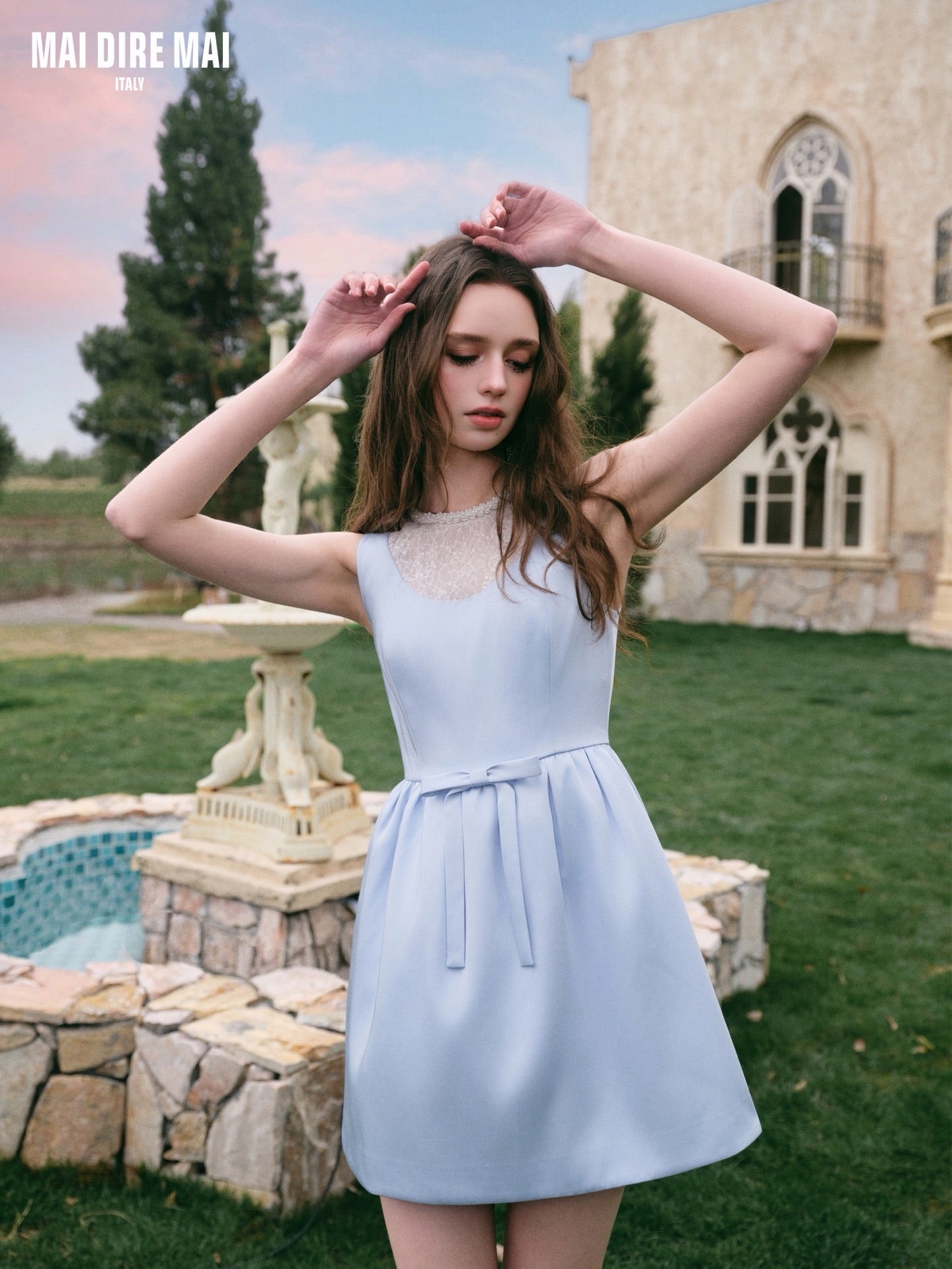 MAI DIRE MAI Sweet Elegant Blue Tweed Mini Dress
