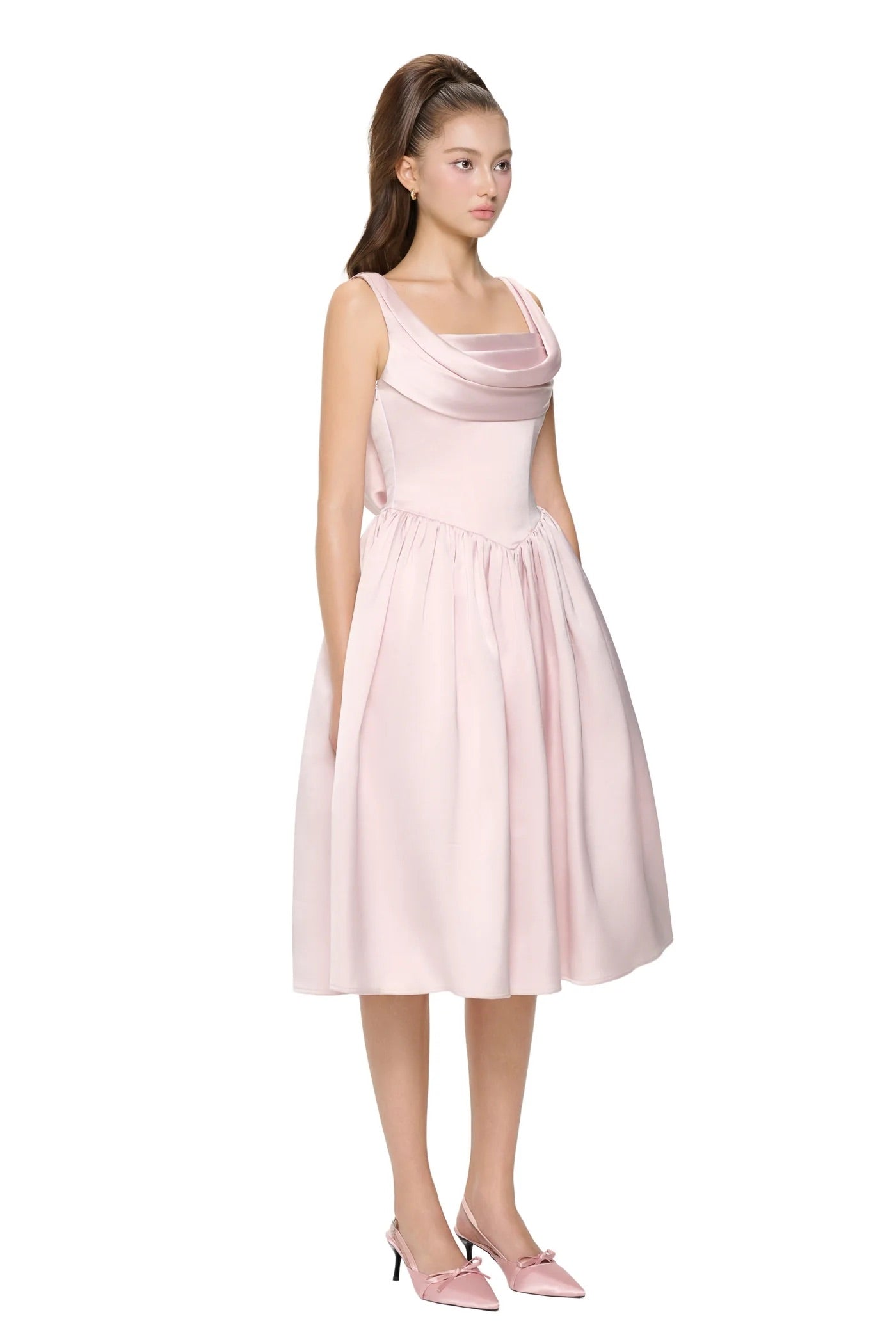 JUBIN Pink Elegant Midi Dress