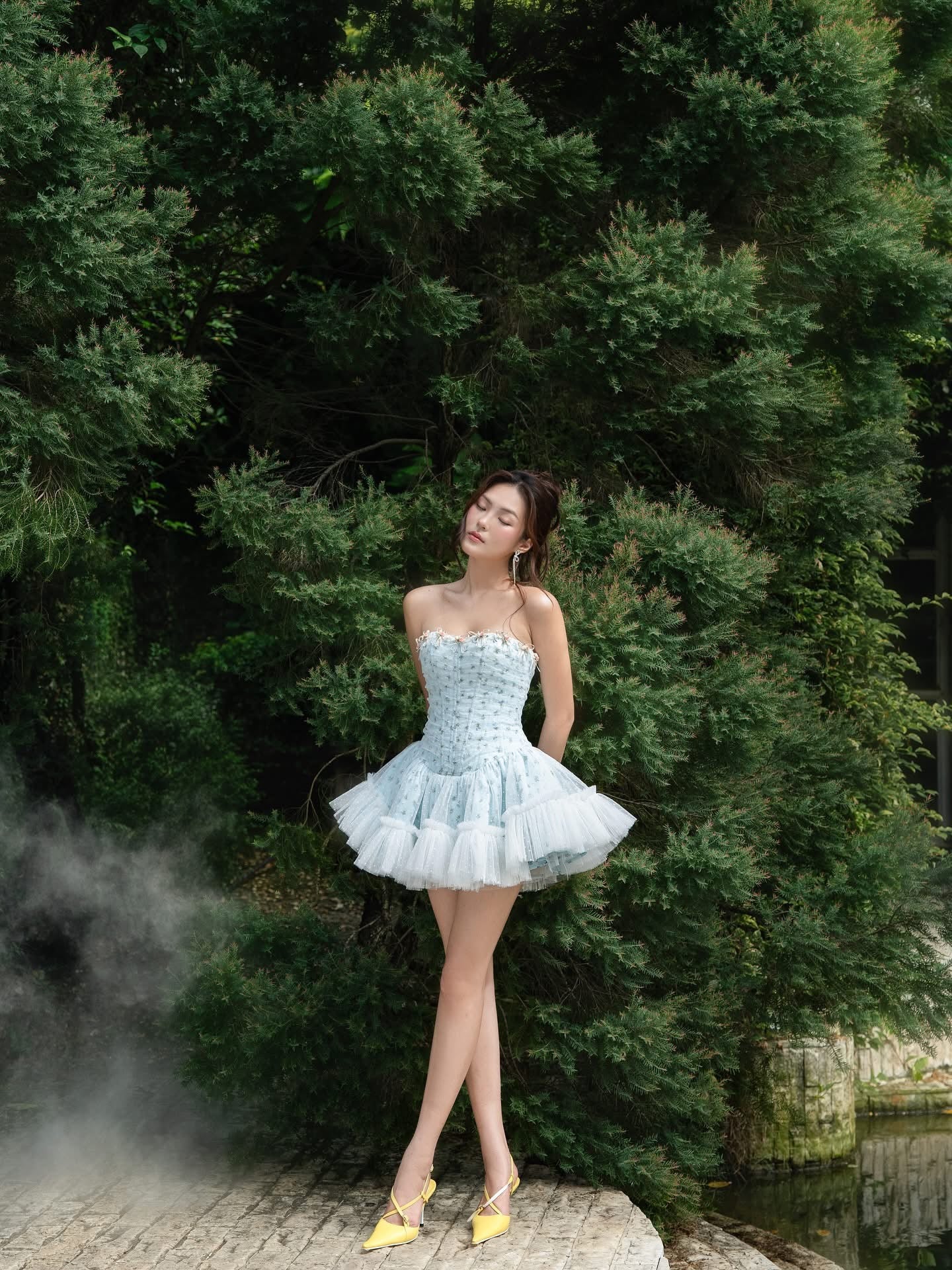 LANE CI Blue Moudy Mini Dress