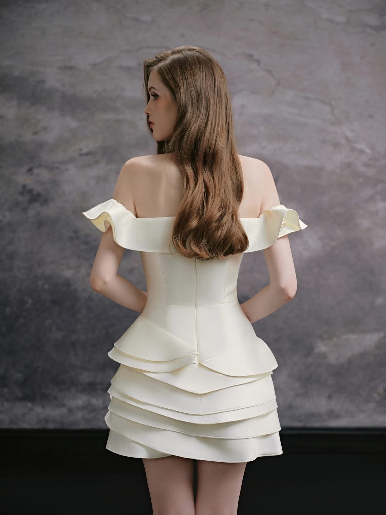 DELICATE Cream Rose Mini Dress