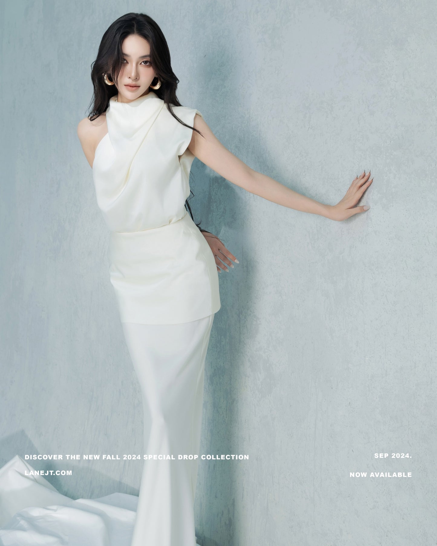 LANE JT White Rhea Wrap Neck Top & Overlay Skirt