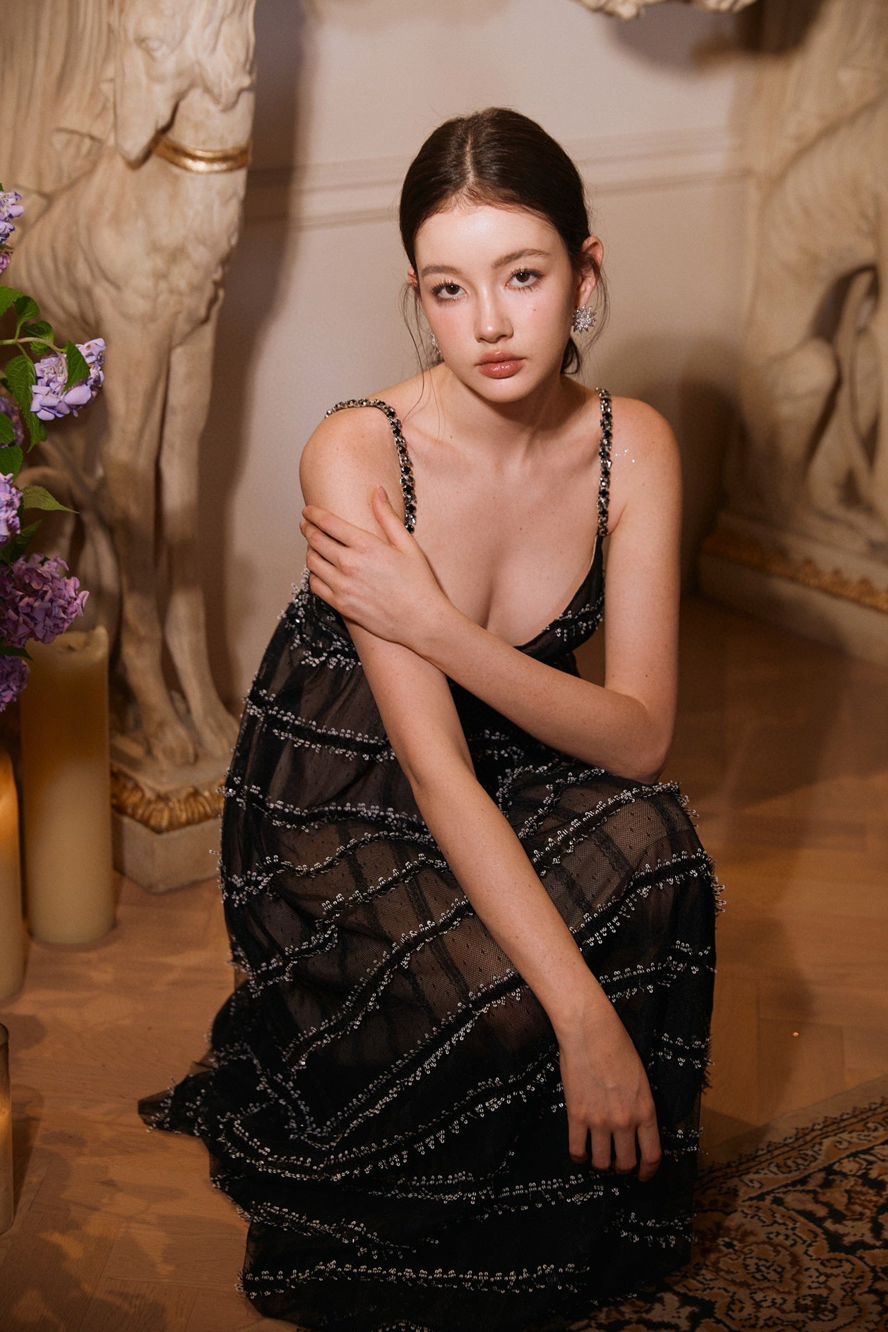 WARDROBE BY CHEN Black wedding party maxi dress