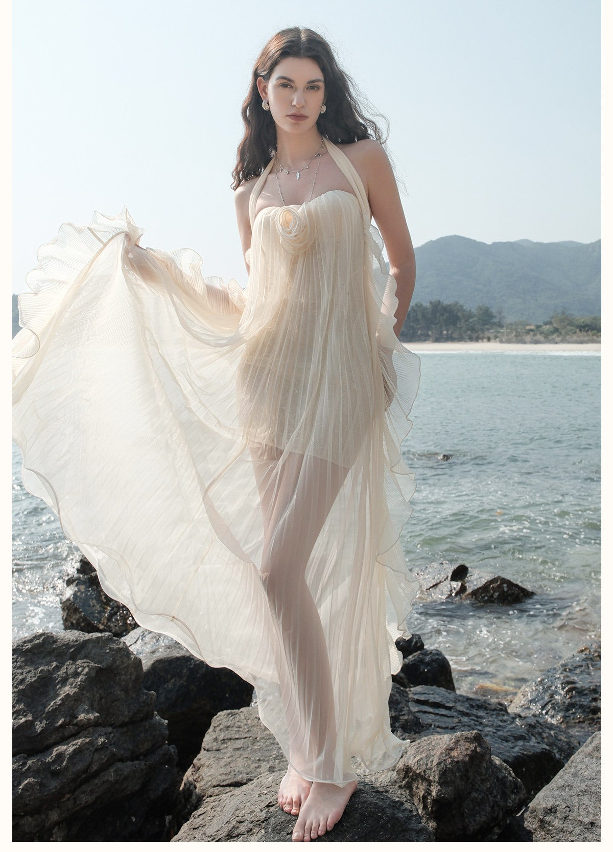 SHEERLUCK Brown Thessa Vacation Maxi Dress