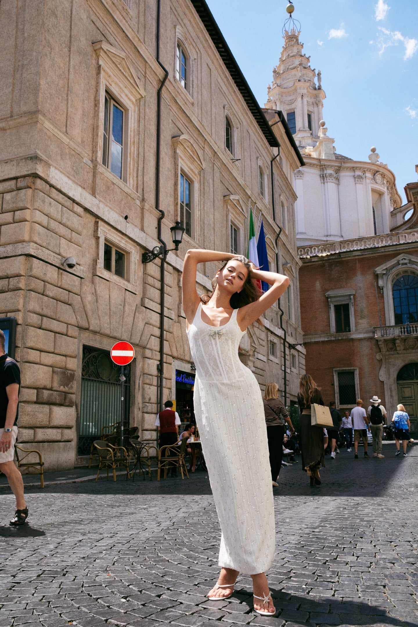 MINPURA White Lace Maxi Dress