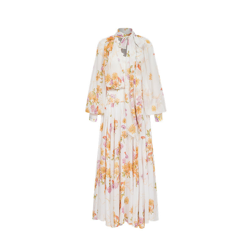 SHEERLUCK Yellow Floral Maxi Dress