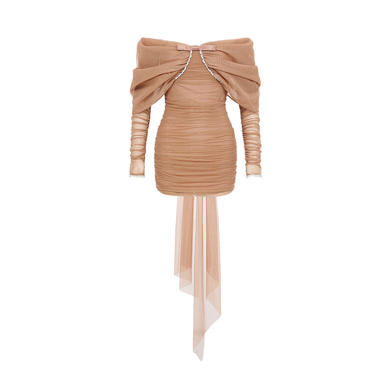 SHEERLUCK Brown Mini Dress