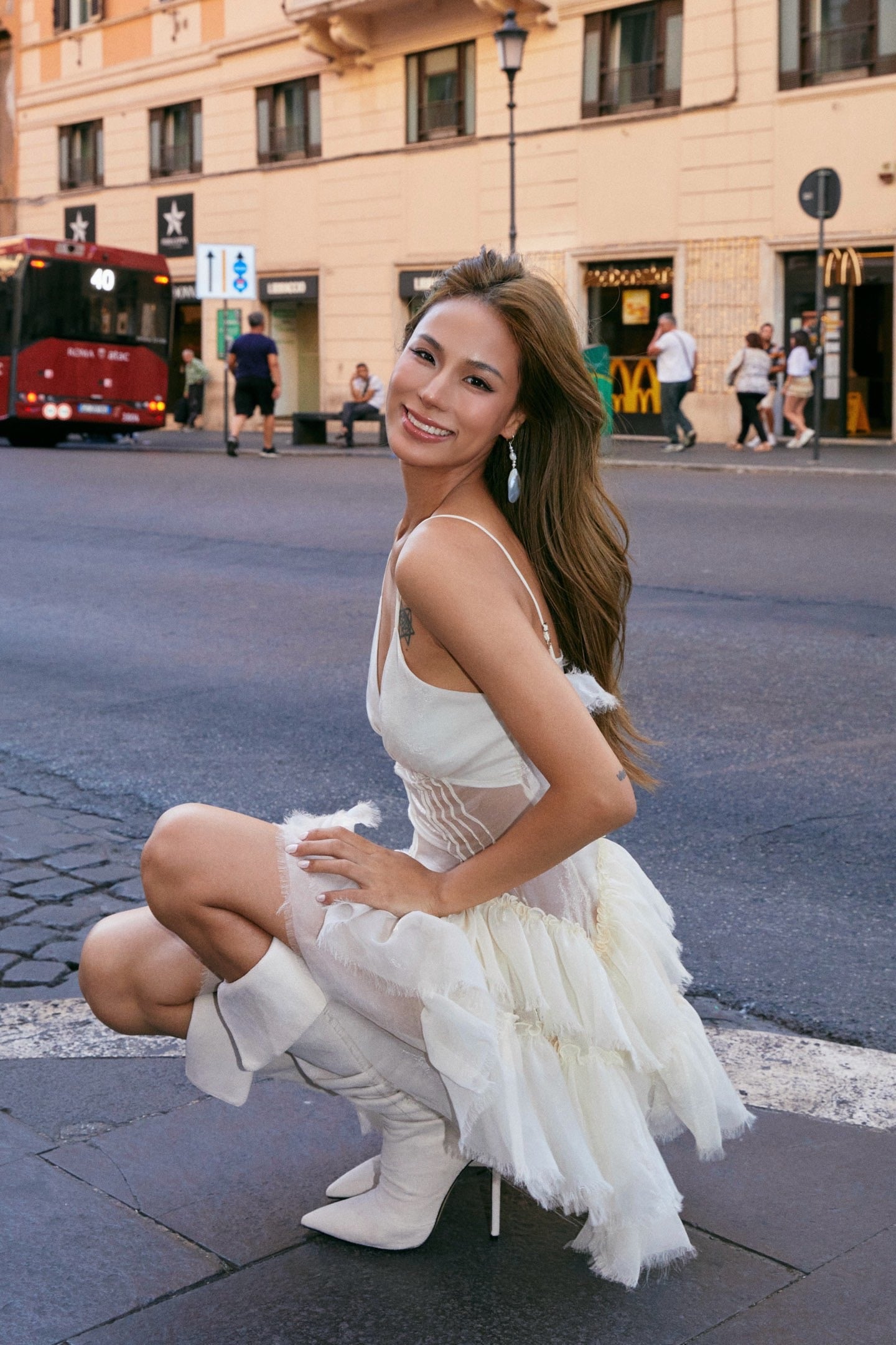 MINPURA White French Lace Mini Dress