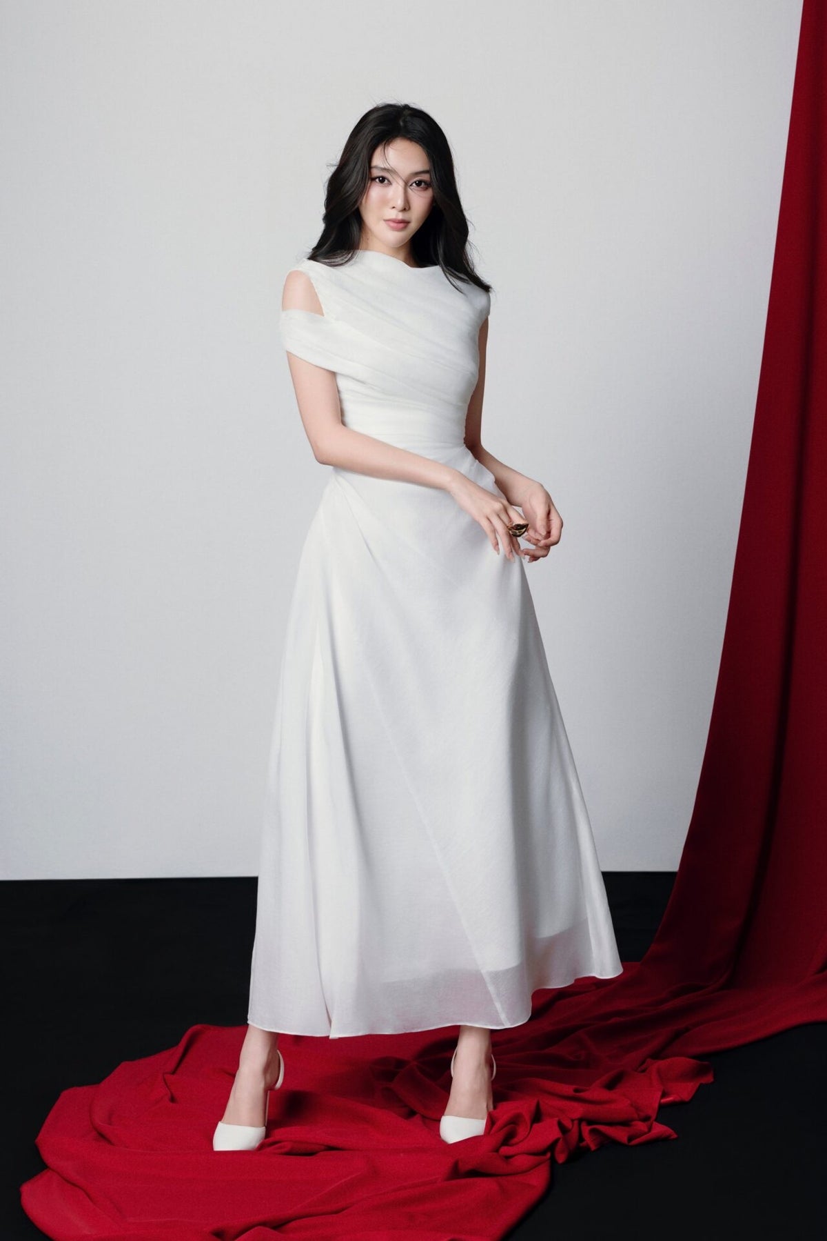 White Maia Ruffled Maxi Dress