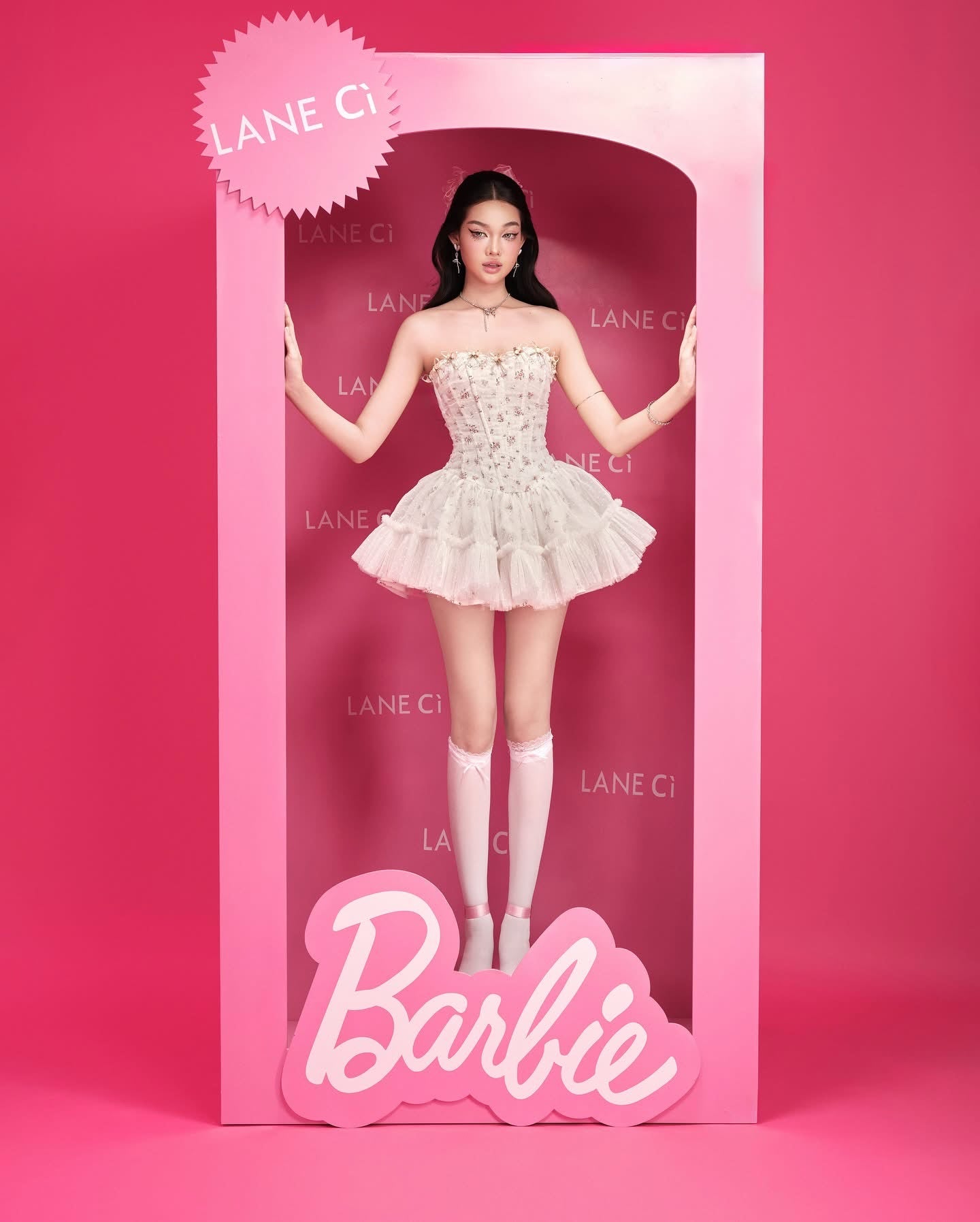 LANE CI White Moudy Mini Dress