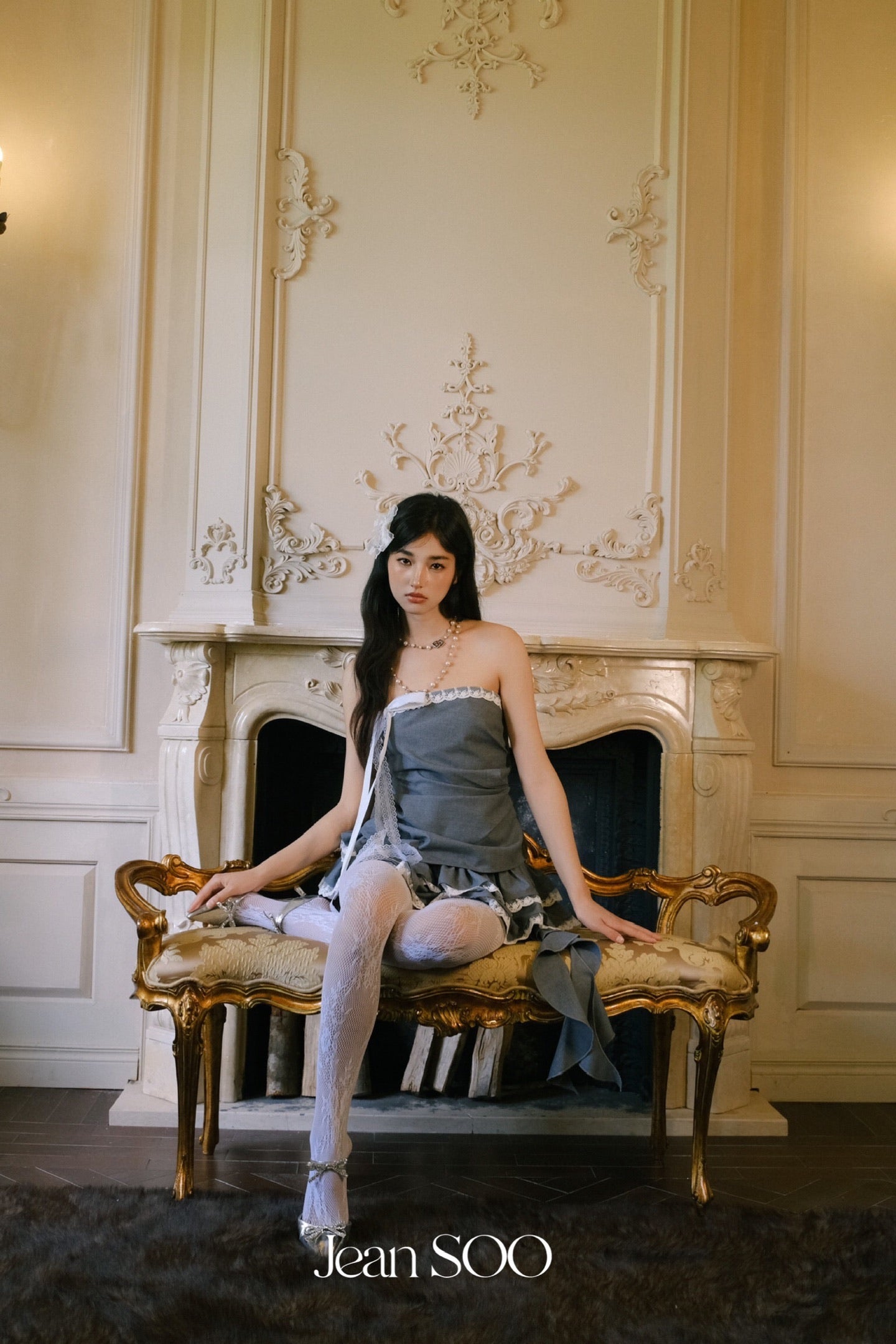 JEAN SOO Sweet Vacation Grey Lace Top & Skirt