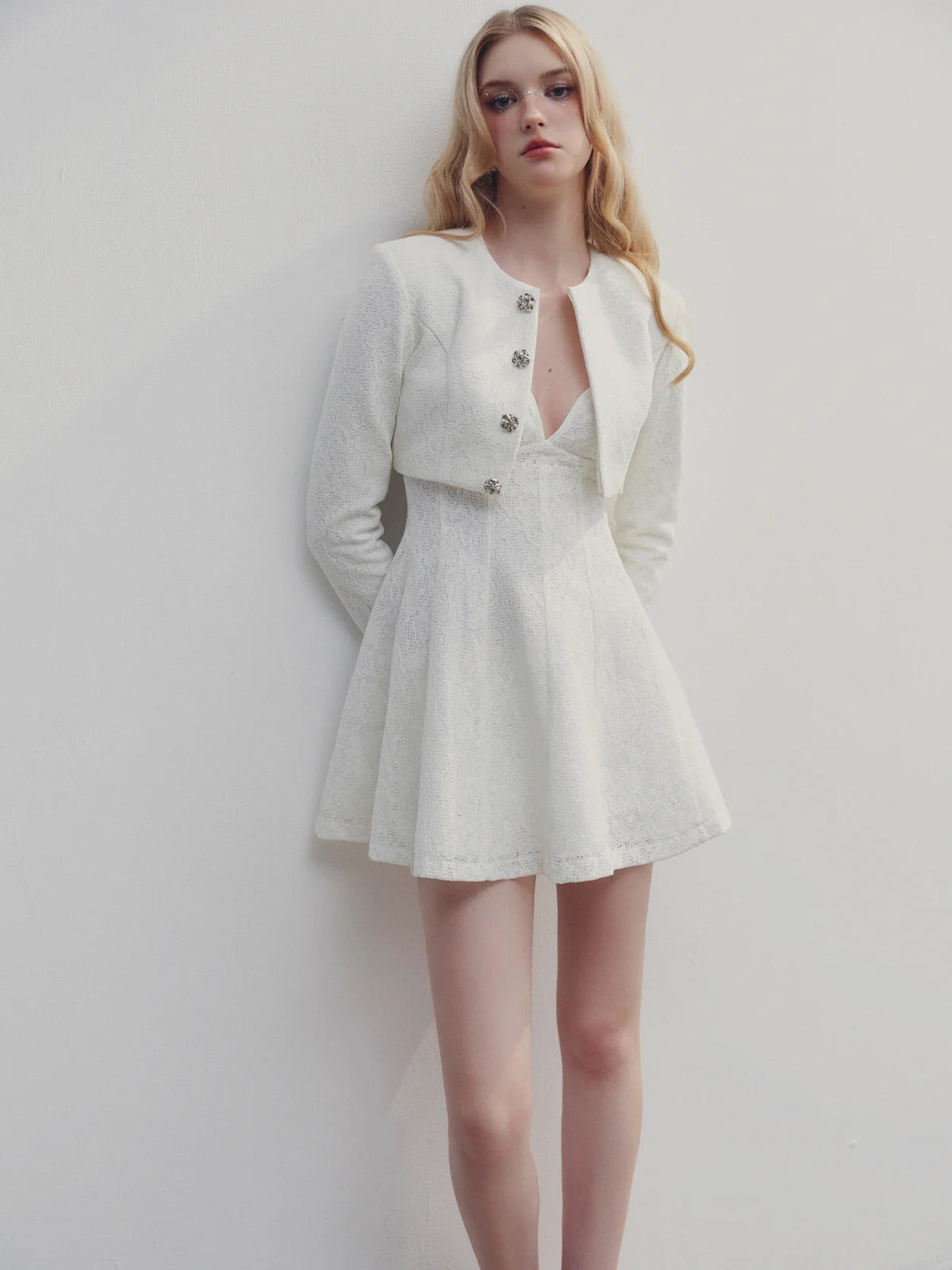 DELICIAE White Elegant Ari Mini Dress & Jacket