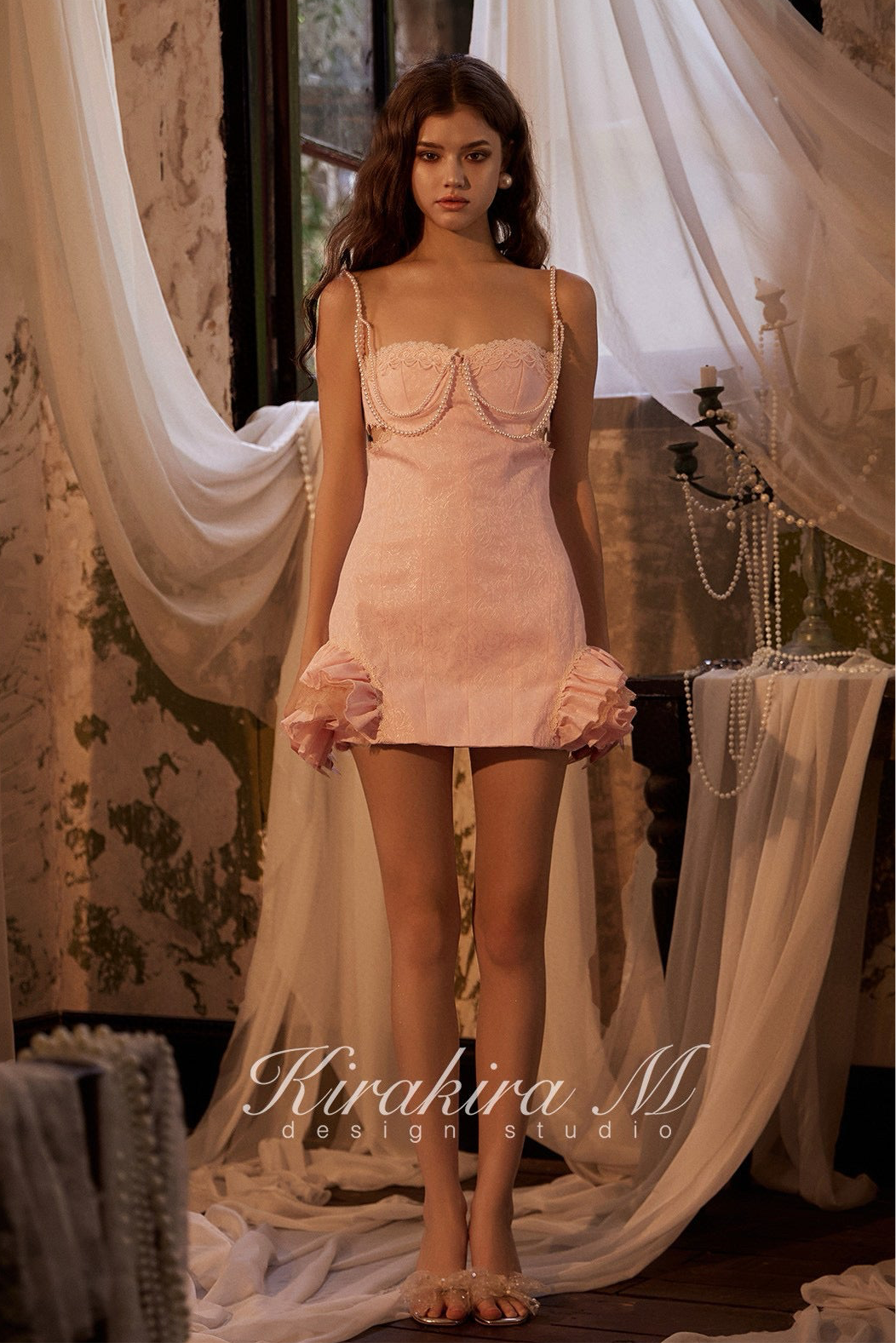 KIRAKIRA M Pink party mini dress