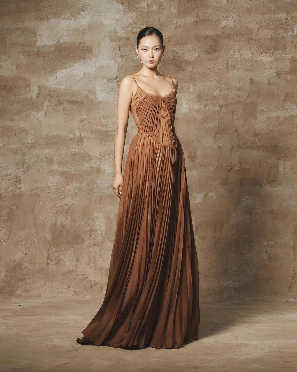 BYDI Fairycore Elegant Vacation Brown Soli Maxi Dress
