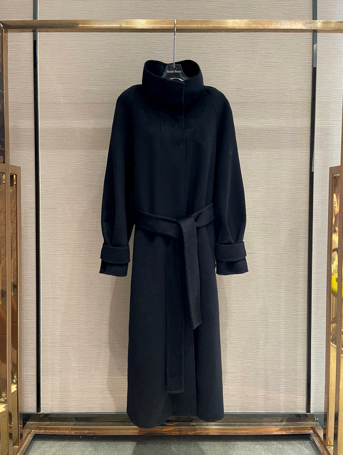 Maison Wester Black Single-Button Sleeveless Woolen Long Coat