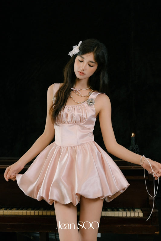JEAN SOO Sweet Vacation Pink Satin Mini Dress
