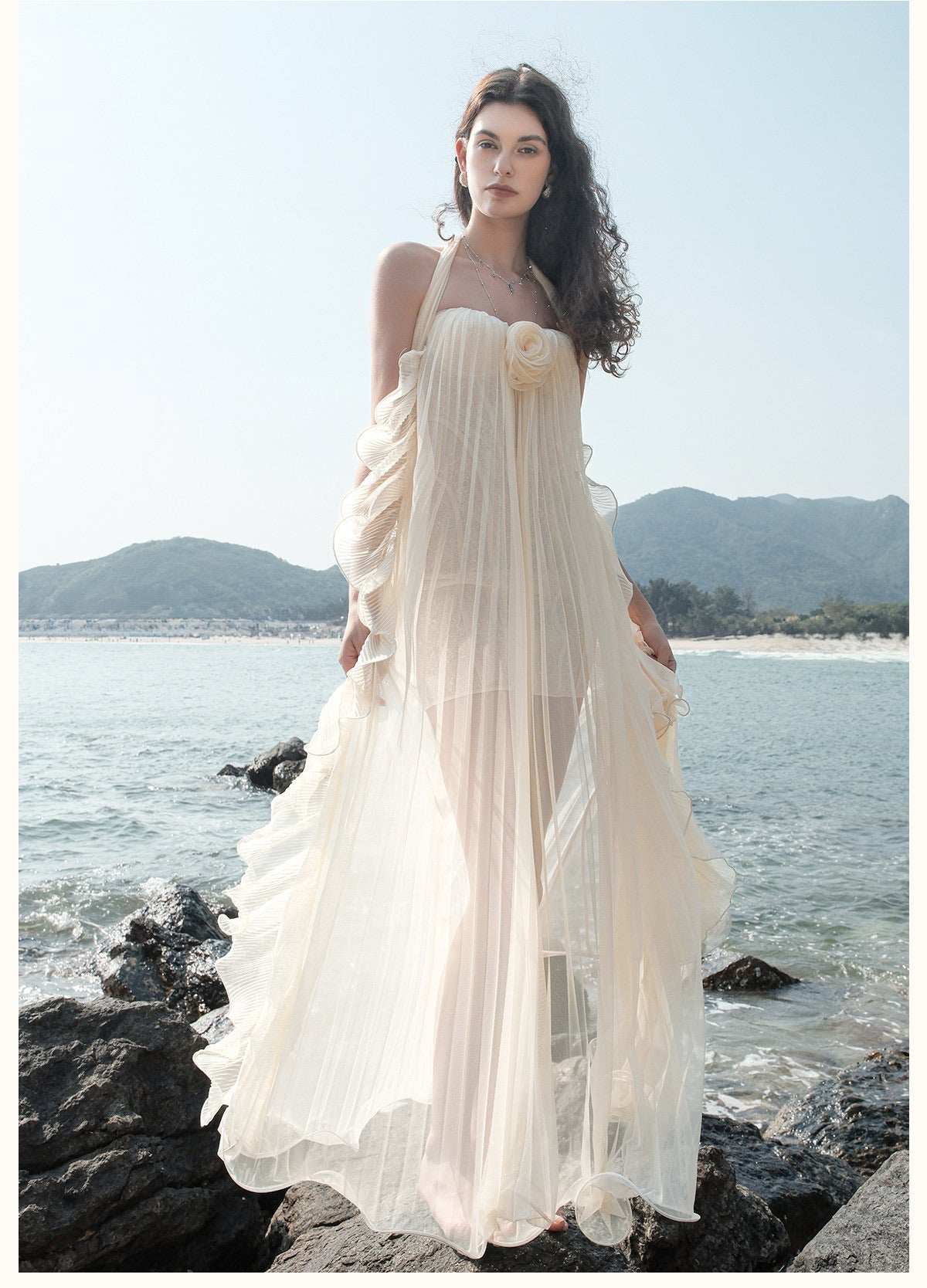 SHEERLUCK Brown Thessa Vacation Maxi Dress