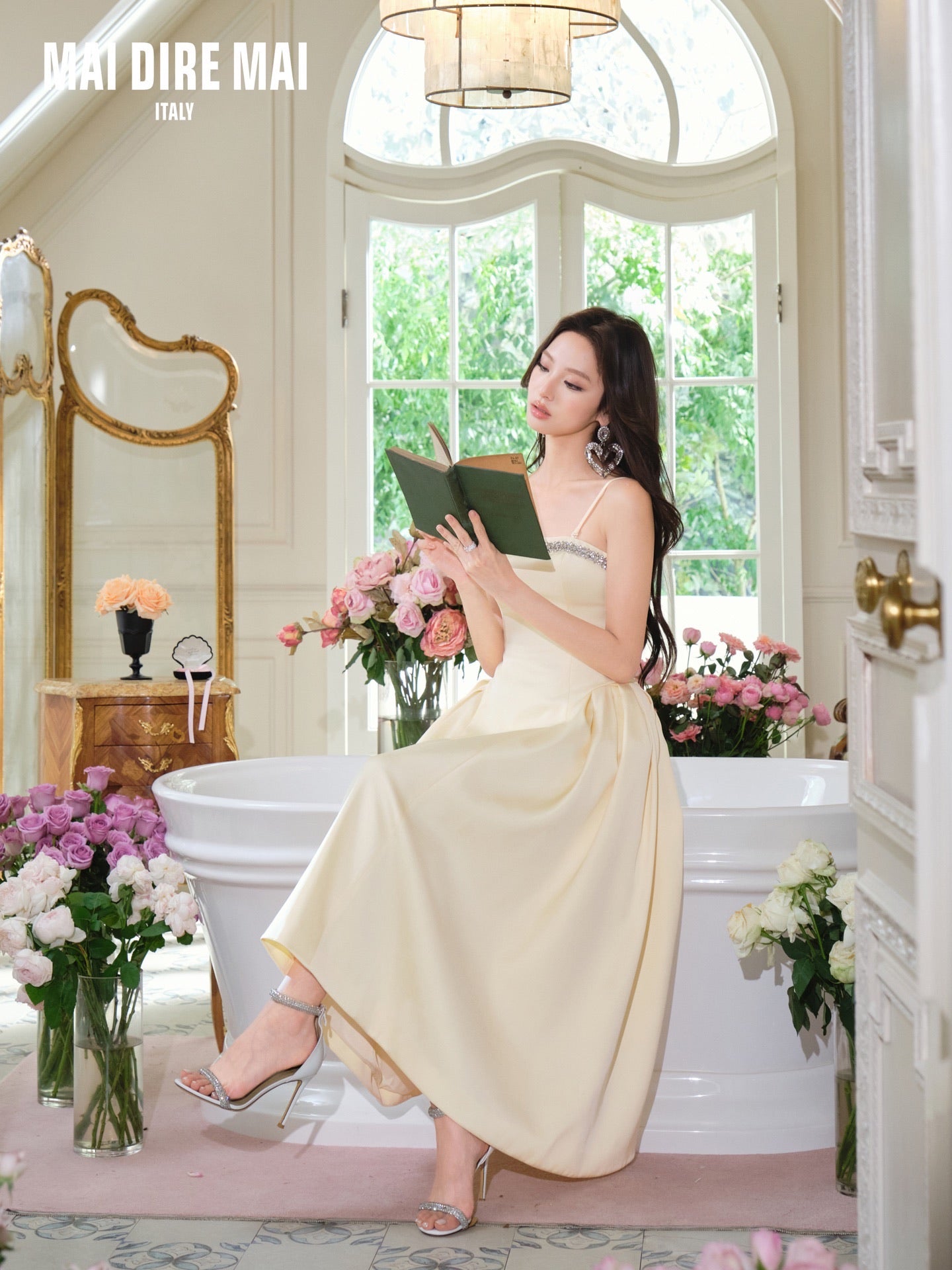 MAI DIRE MAI Yellow Diamond Midi Dress