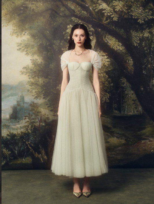 LINHPHUNG Green Gauze Viridia Maxi Dress