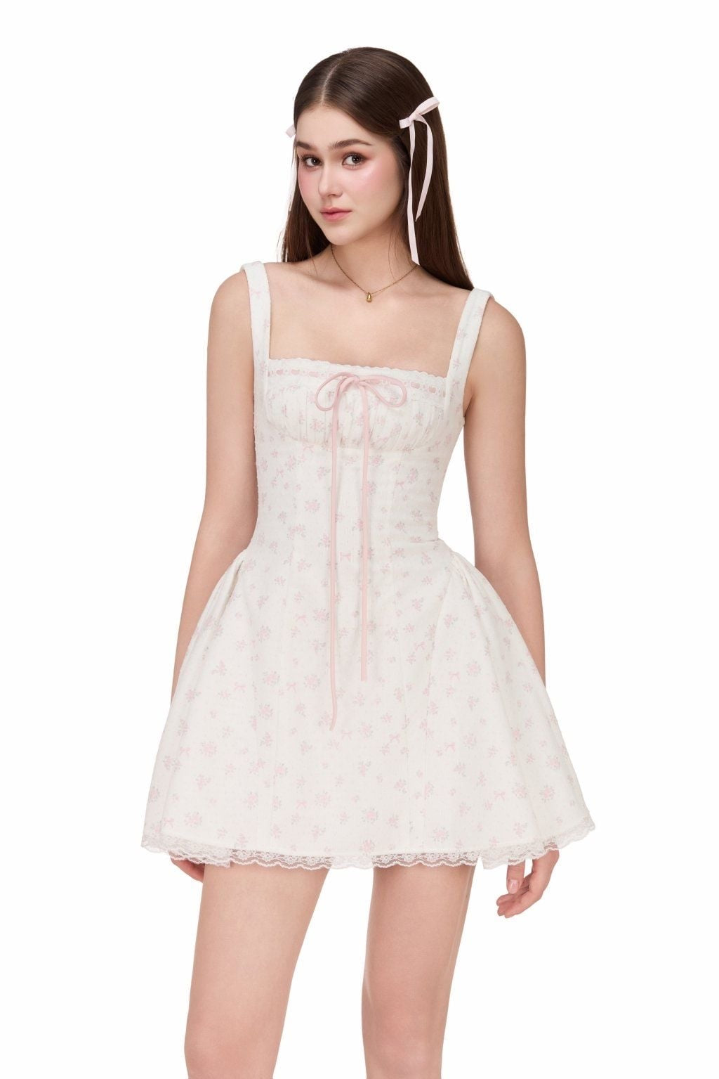 JUBIN White Marcie Floral Mini Dress