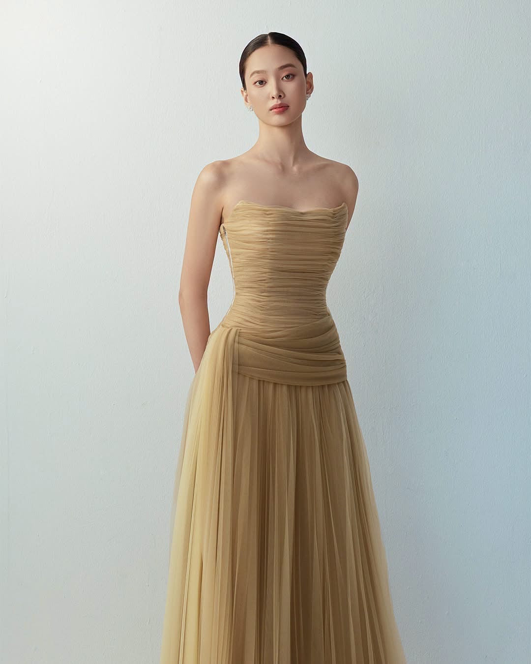 BYDI Elegant Vacation Brown Yellow Dara Wireless Maxi Dress