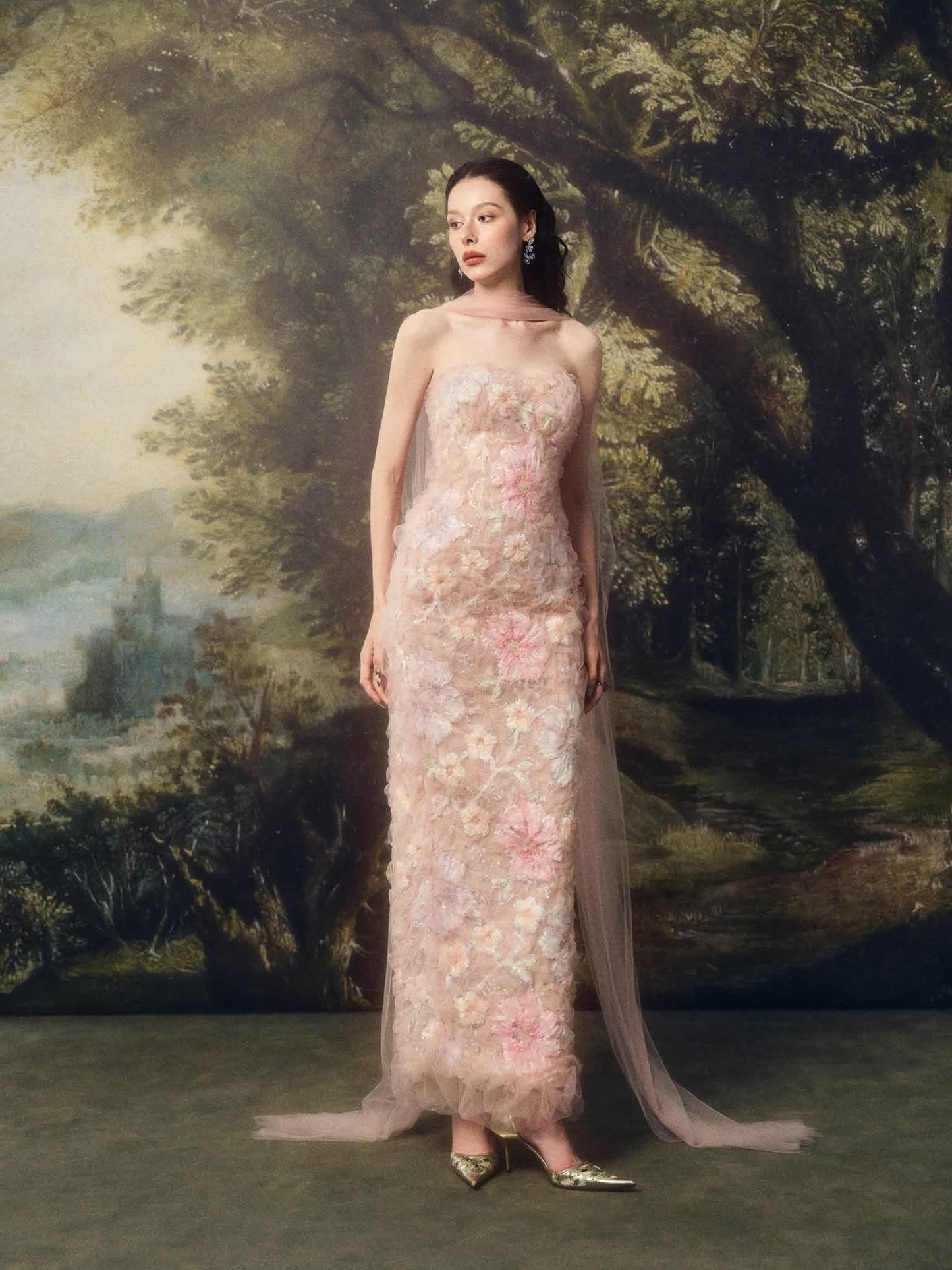 LINHPHUNG Pink Florenza Gauze Maxi Dress