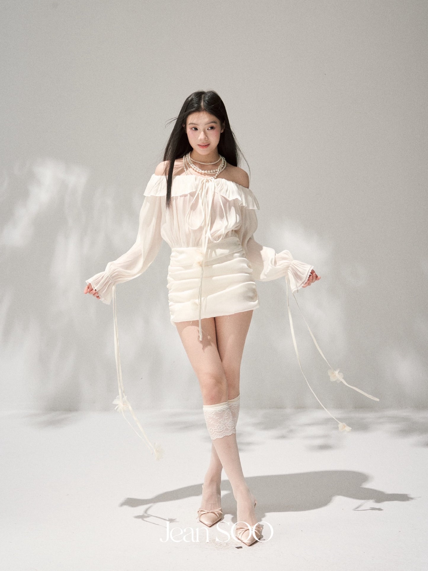 JEAN SOO Sweet Vacation White Floral Mini Dress