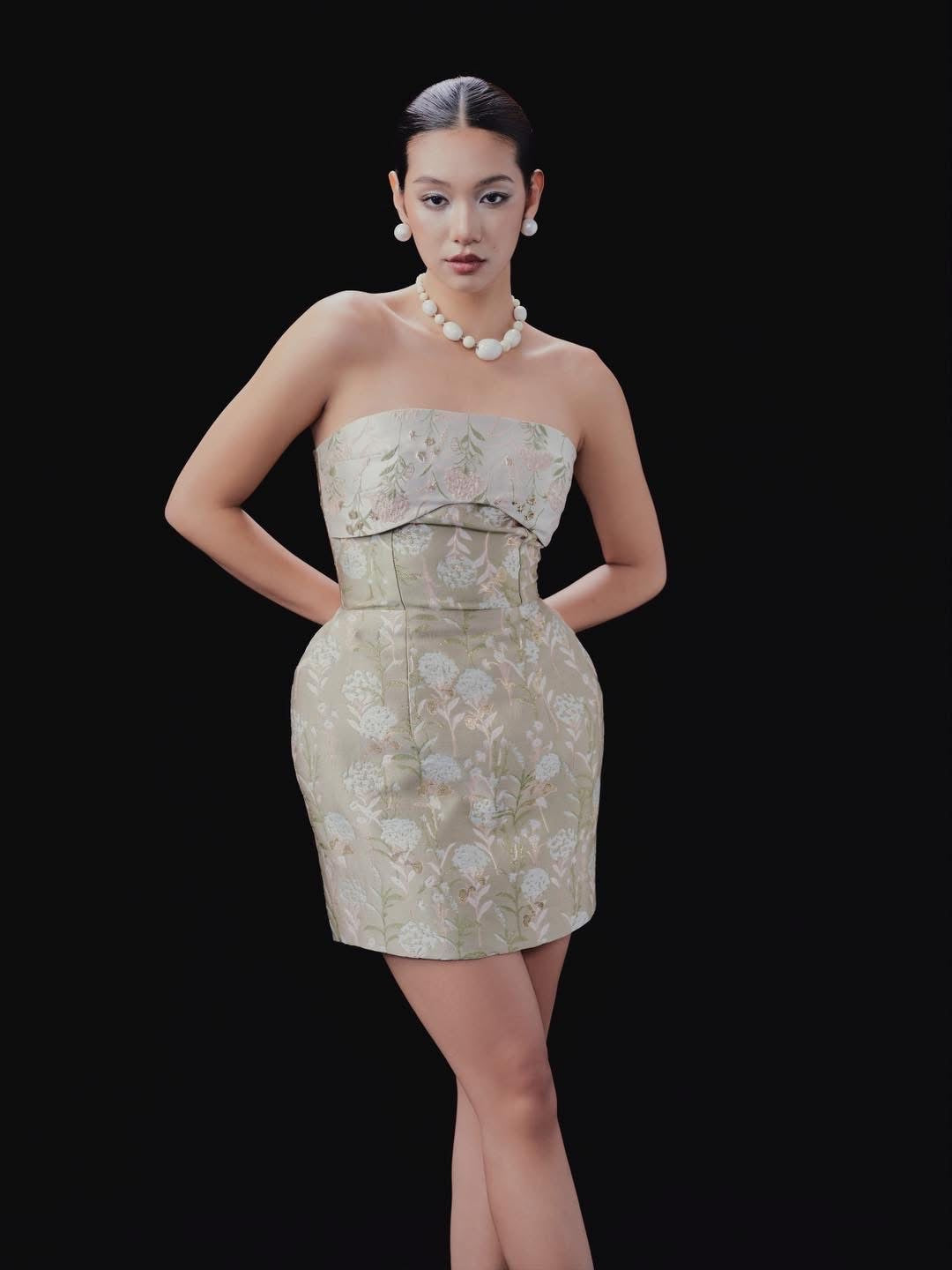 OIA STUDIOS Green Floral Sweet Ling Mini Dress