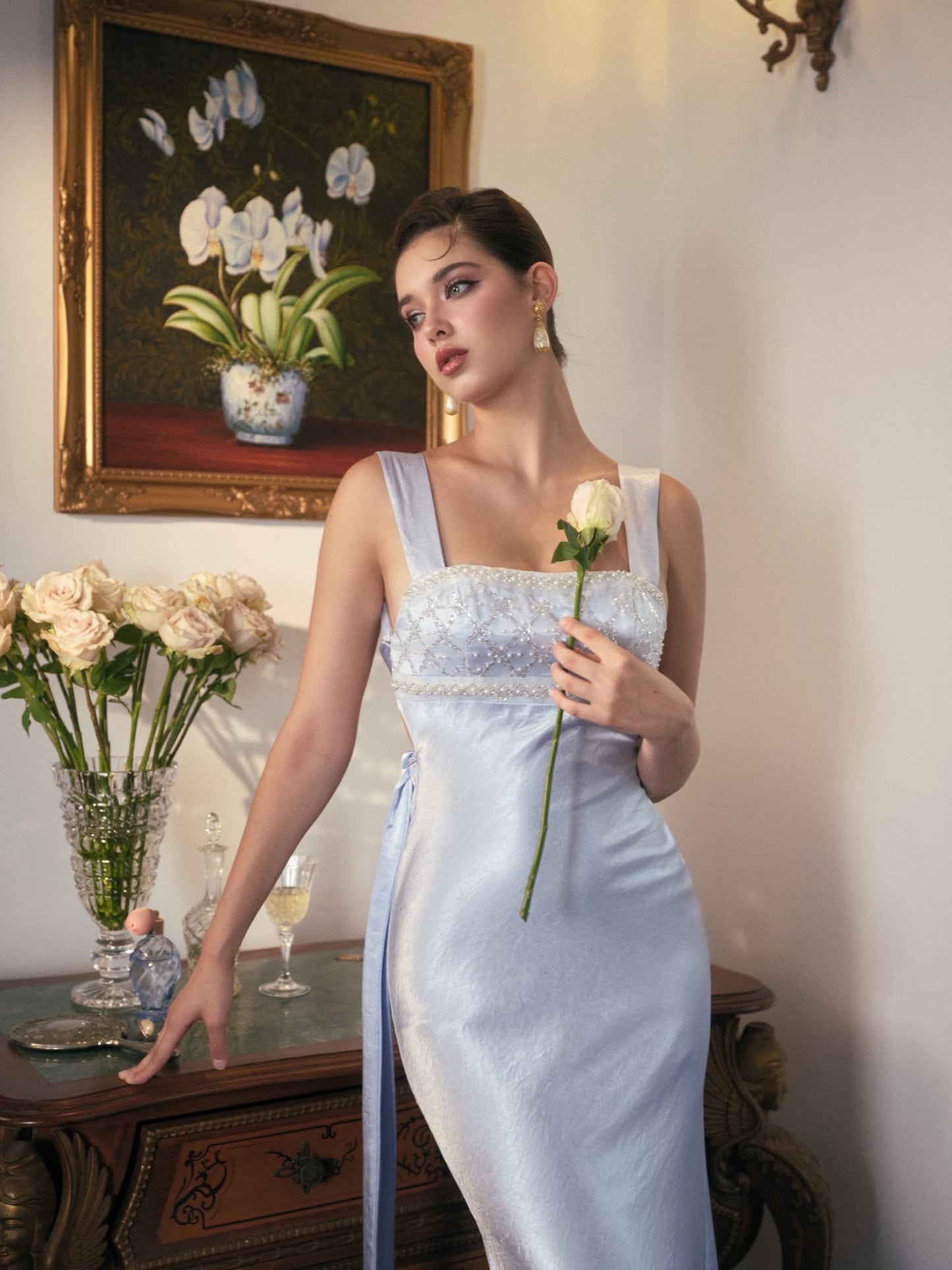KISSERINE ATELIER Elegant Fairycore Blue Gown Renaisee Maxi Dress