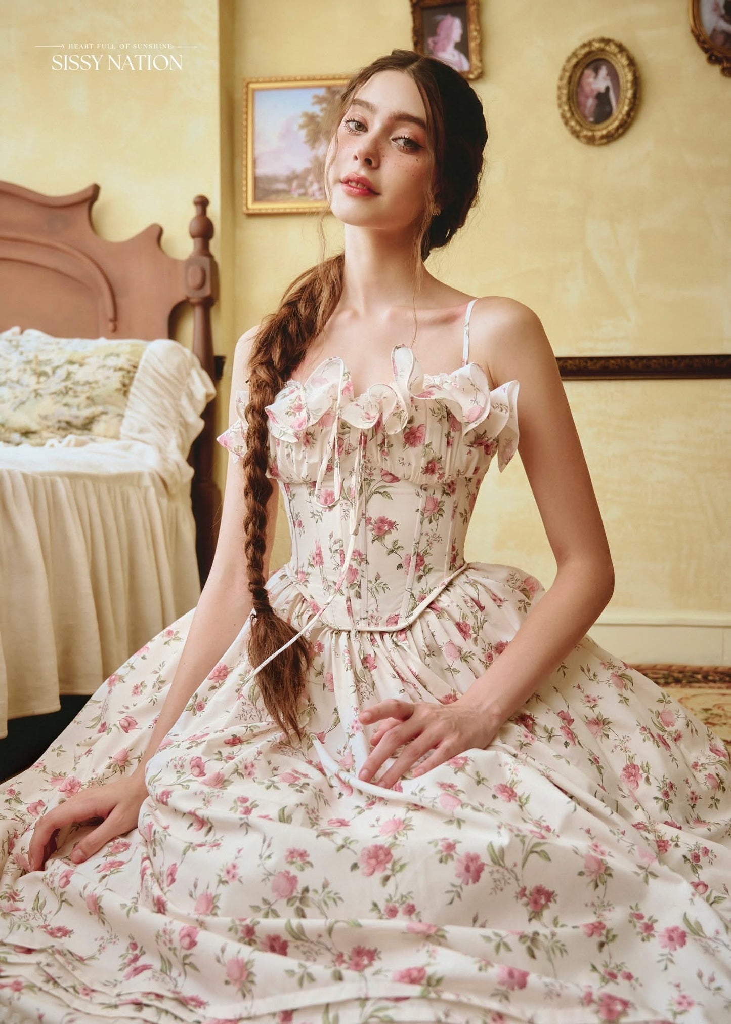 Sissy Nation White Flora Tulip Midi Dress