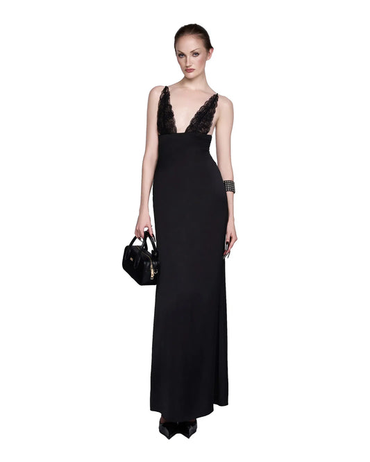 LSOUL BLACK& NUDE GAGA MAXI DRESS