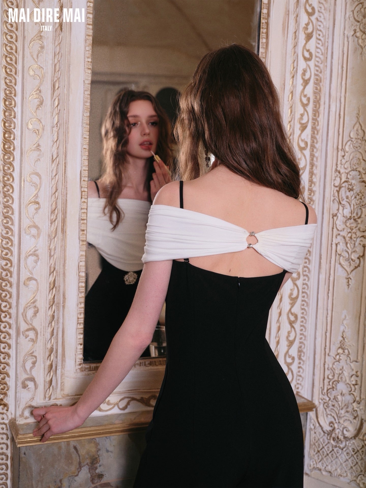 MAI DIRE MAI Sweet Elegant White Black Classic One-Piece Pants